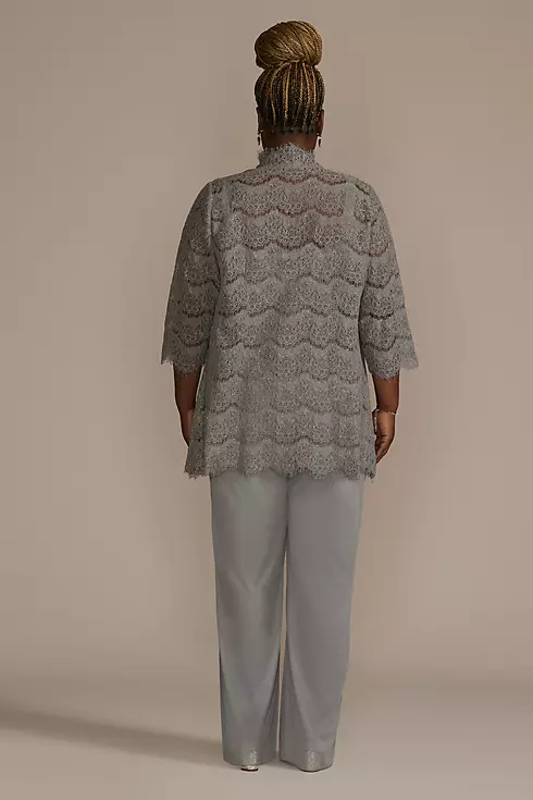 Sequin Lace Three-Quarter Sleeve Chiffon Pantsuit Image 2