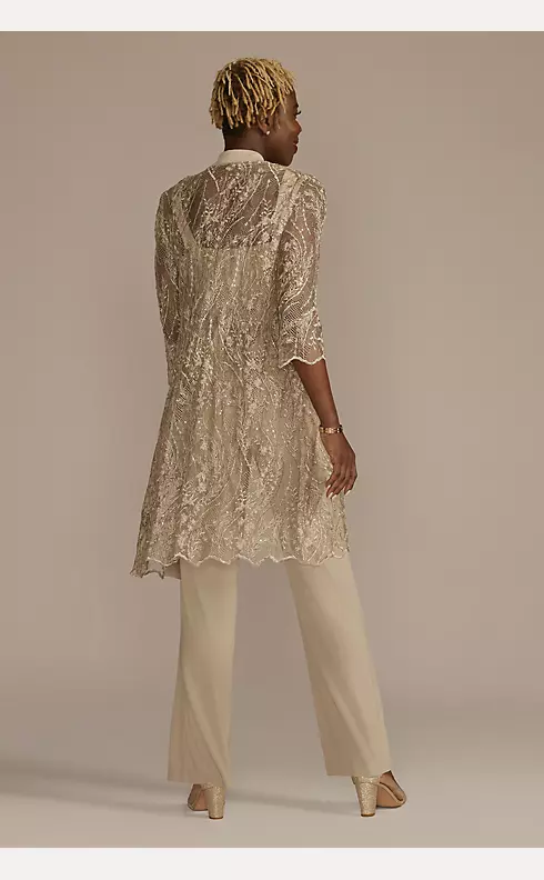 Sequin Lace and Jersey Three-Piece Pantsuit
