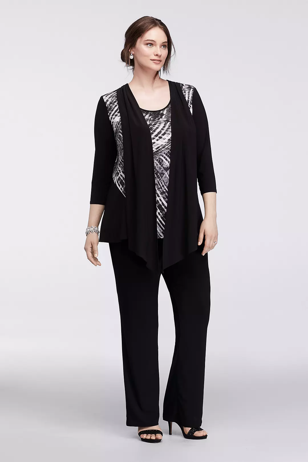 Patterned Pantsuit with Built-In Scarf Image