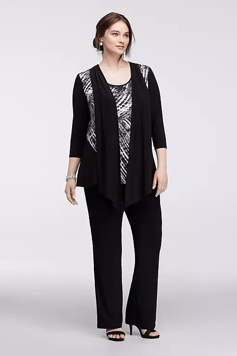Patterned Pantsuit with Built-In Scarf Image 1