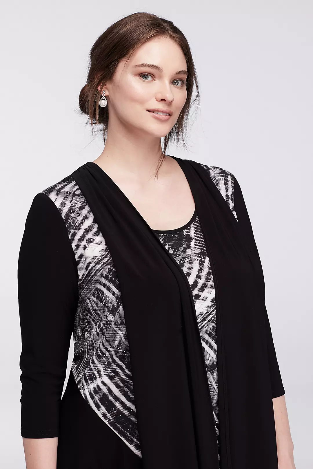 Patterned Pantsuit with Built-In Scarf Image 3