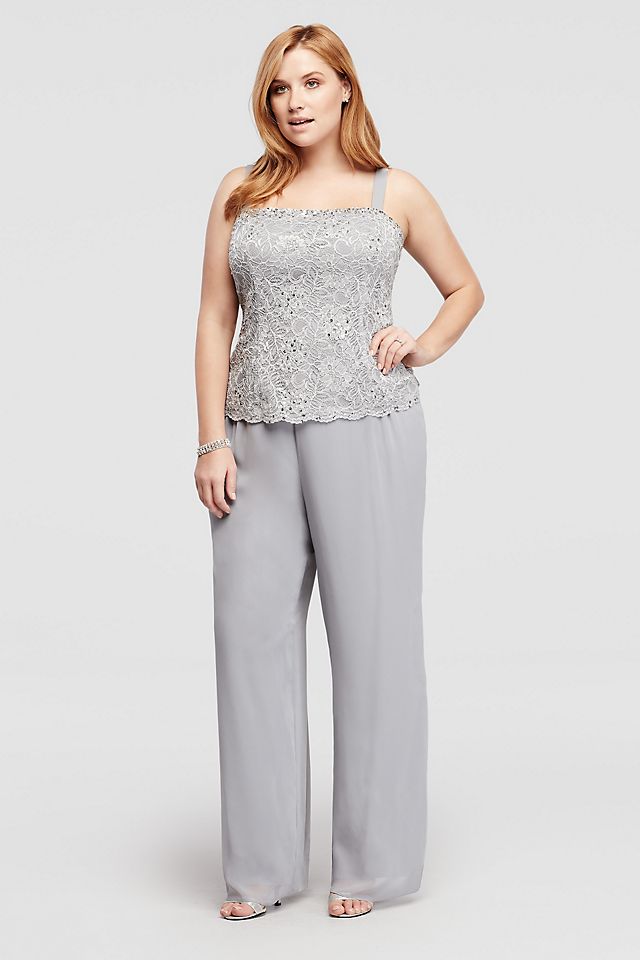 Three Piece Chiffon Pant Suit with Sequined Bodice Image 6