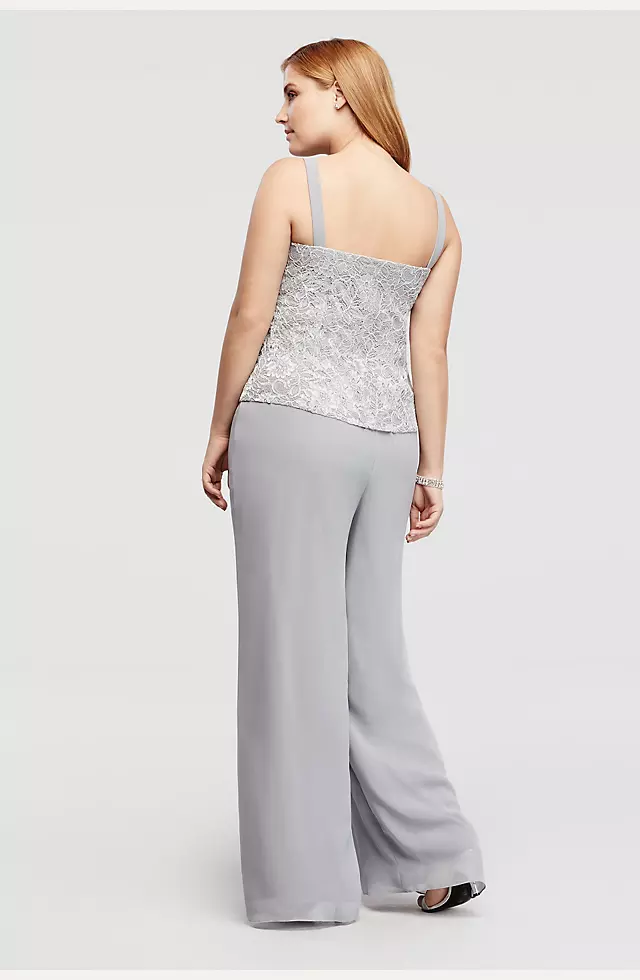 Three Piece Chiffon Pant Suit with Sequined Bodice Image 4