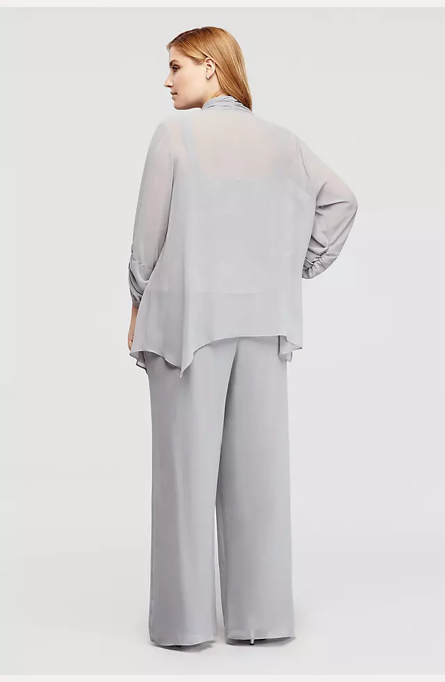 Three Piece Chiffon Pant Suit with Sequined Bodice Image 2