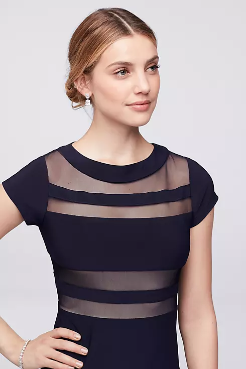 Faux-Illusion Stripe A-Line Short Dress Image 3