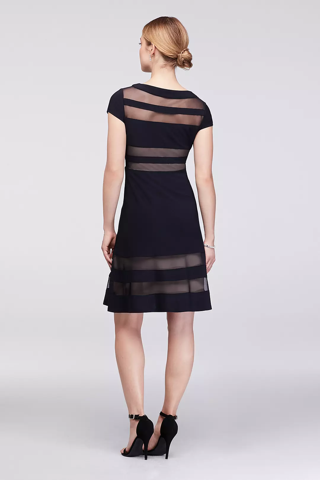 Faux-Illusion Stripe A-Line Short Dress Image 2