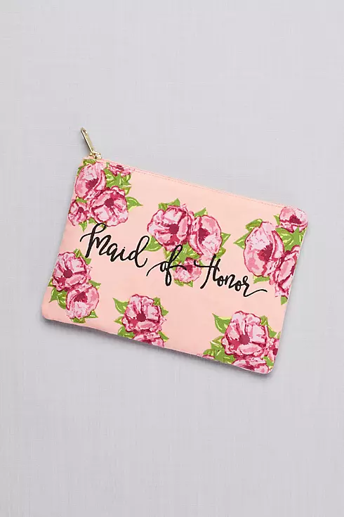 Maid of Honor Floral Canvas Pouch Image 1