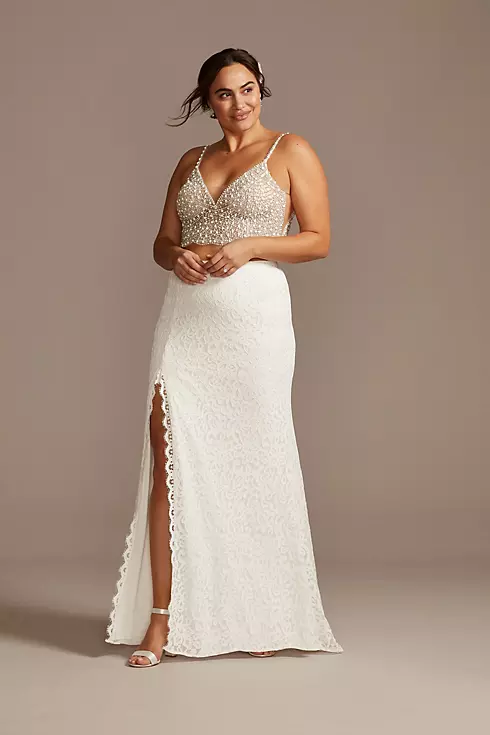 Lace Plus Size Wedding Separates Skirt with Slit Image 4