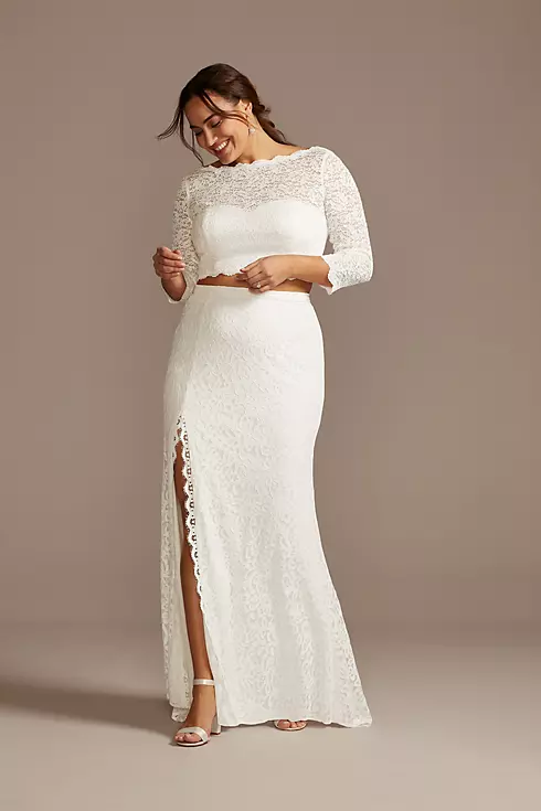 Lace Plus Size Wedding Separates Skirt with Slit Image 3