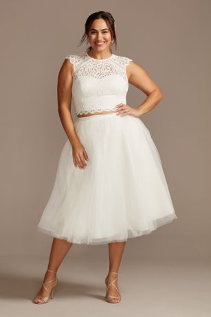 Button Back Lace Cap Sleeve Wedding Separates Top | David's Bridal