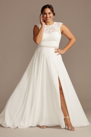 Button Back Lace Cap Sleeve Wedding Separates Top | David's Bridal