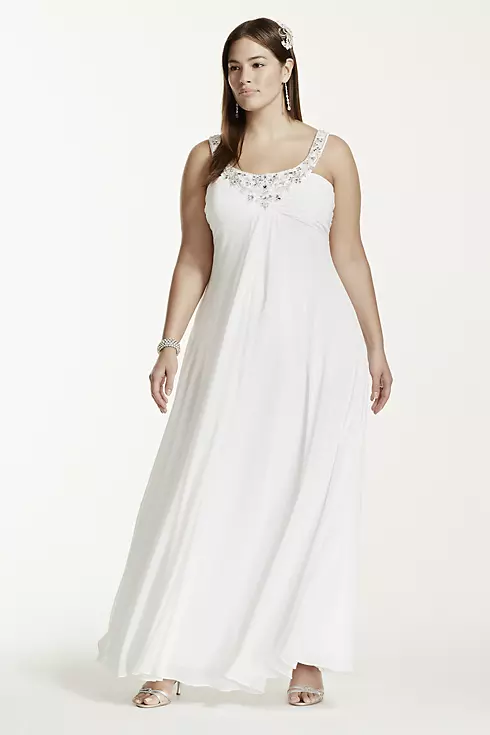 Rhinestone Sequin Plus Size Chiffon Wedding Dress Image 1