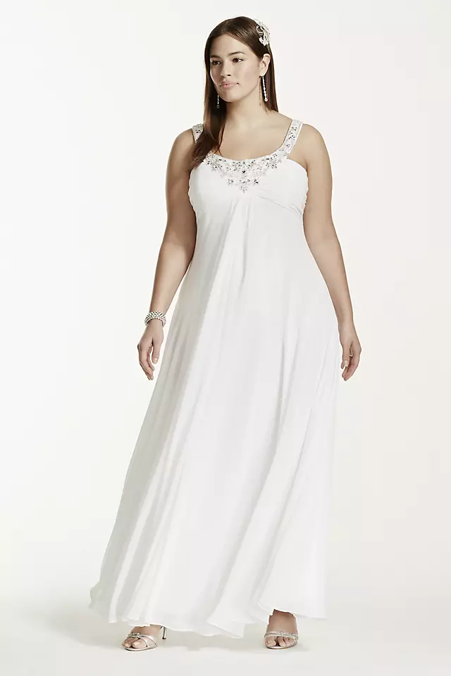 Rhinestone Sequin Plus Size Chiffon Wedding Dress Image