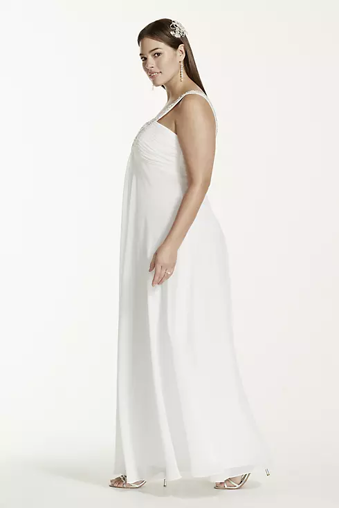 Rhinestone Sequin Plus Size Chiffon Wedding Dress Image 3