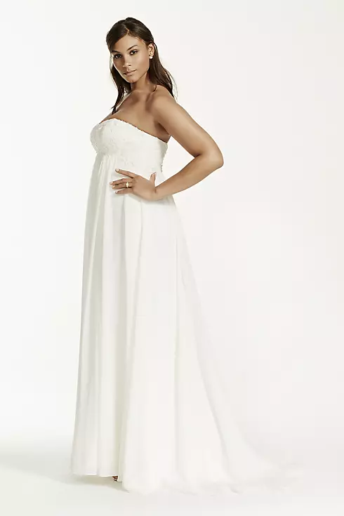 Crinkle Chiffon Gown with Lace Applique Image 2