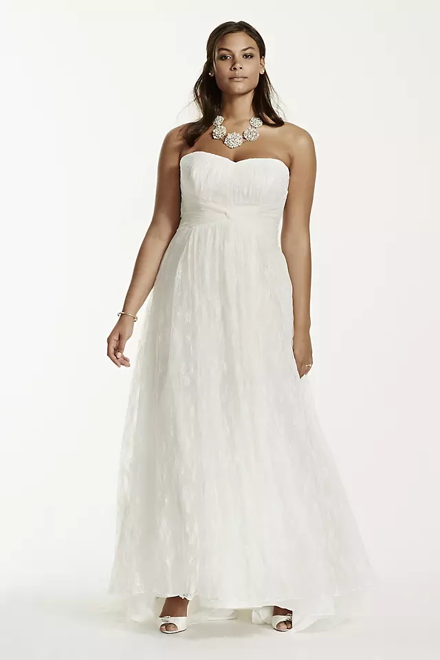 Strapless Empire Waist Lace Gown Image