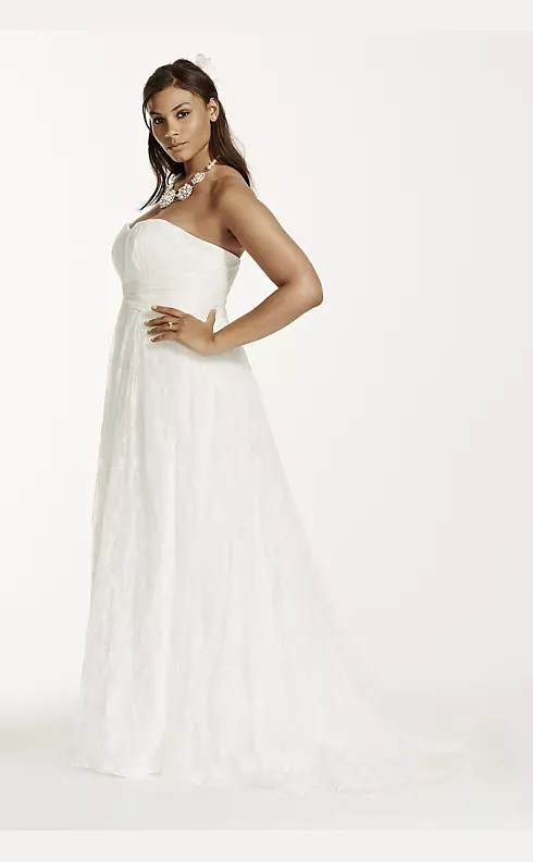 Strapless Empire Waist Lace Gown Image 3