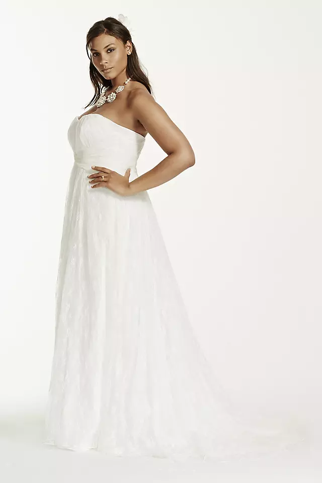 Strapless Empire Waist Lace Gown Image 3