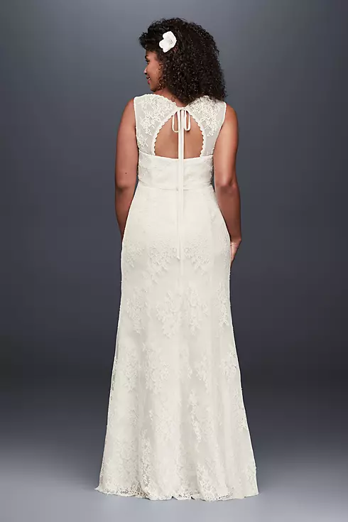 Flower Lace V-Neck Wedding Dress with Empire Waist Image 2