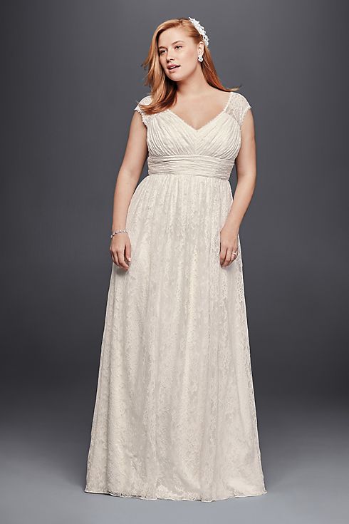 Lace Sheath Wedding Dress with Illusion Cap Sleeve Image 1