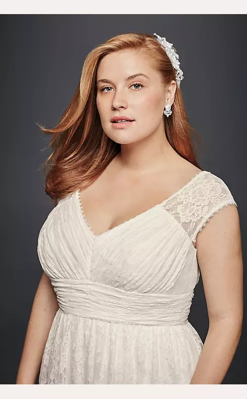 Lace Sheath Wedding Dress with Illusion Cap Sleeve Image 3