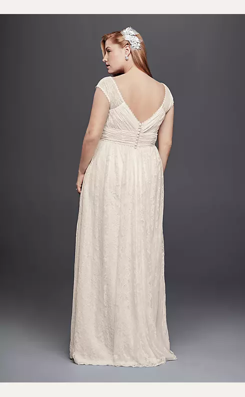 Lace Sheath Wedding Dress with Illusion Cap Sleeve Image 2