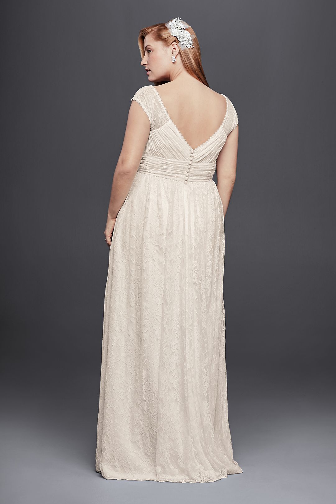 Lace Sheath Wedding Dress with Illusion Cap Sleeve Image 2