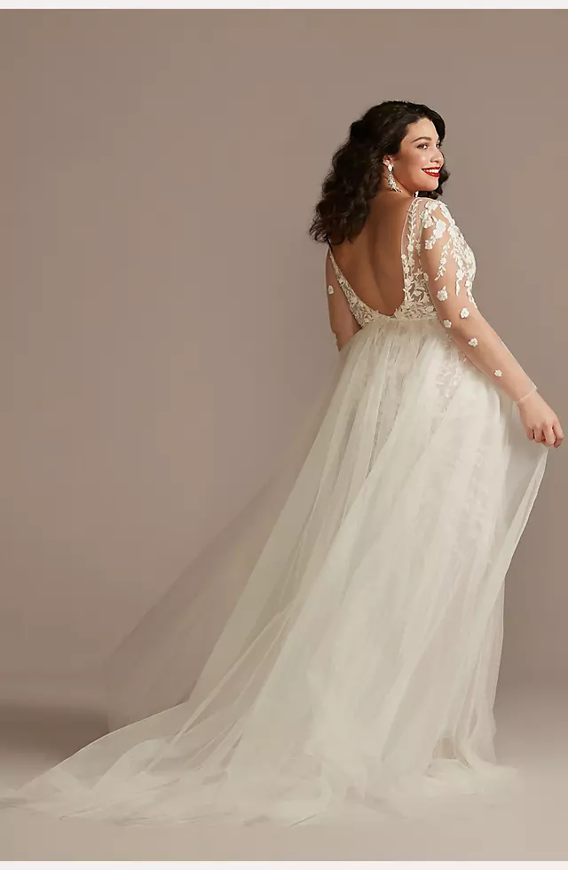Galina Embroidered Floral Illusion Bodysuit Wedding Dress –  PreOwnedWeddingDresses