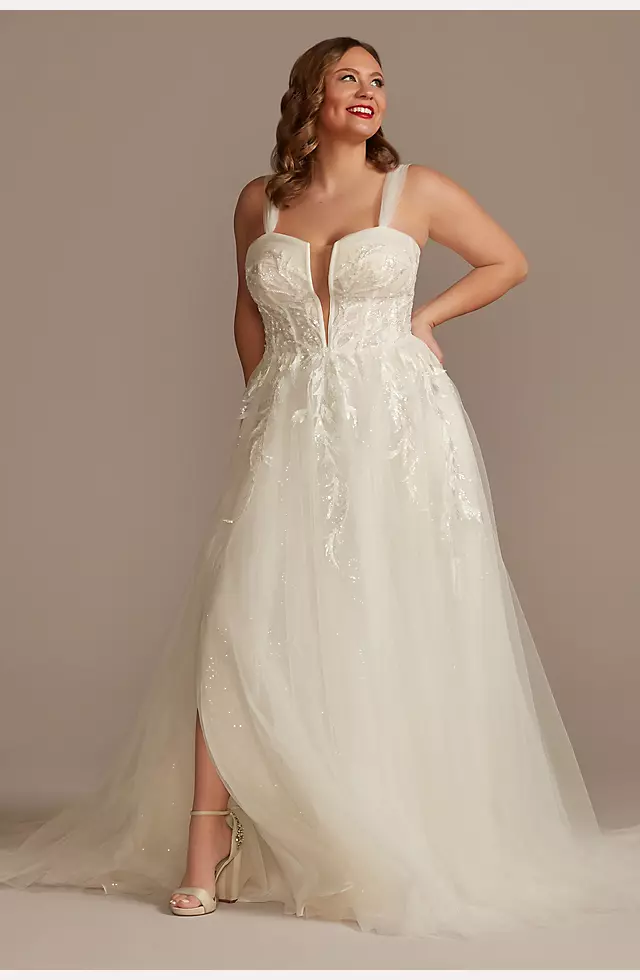 As Is Removable Straps Tulle Plus Wedding Dress Image