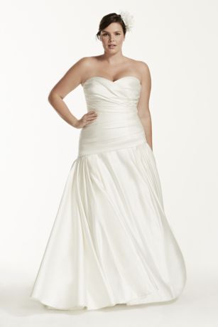 Strapless Satin A-Line Wedding Dress with Ruching | David's Bridal