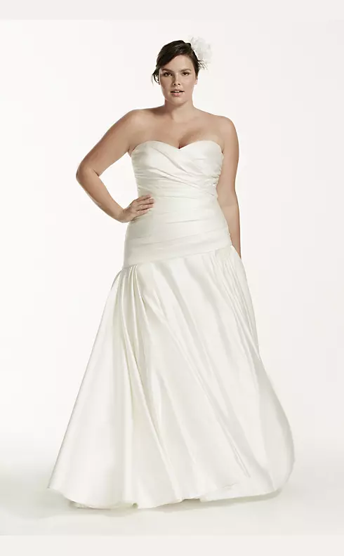 Strapless Satin A-Line Wedding Dress with Ruching Image 1