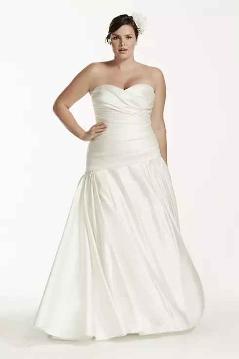 Strapless Satin A-Line Wedding Dress with Ruching Image 1