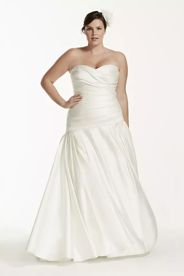 Strapless Satin A-Line Wedding Dress with Ruching Image