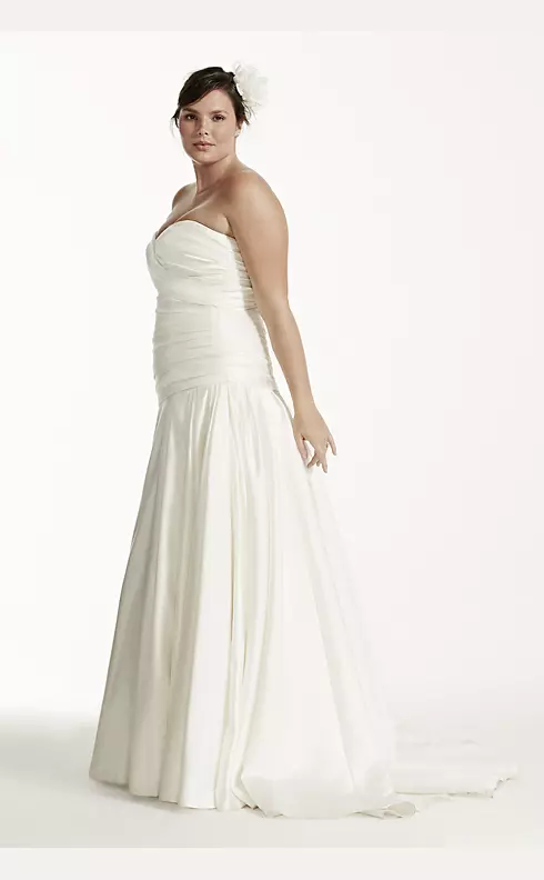 Strapless Satin A-Line Wedding Dress with Ruching Image 3