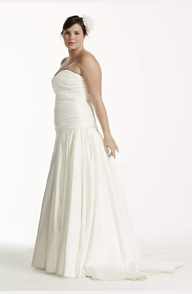 Strapless Satin A-Line Wedding Dress with Ruching Image 3