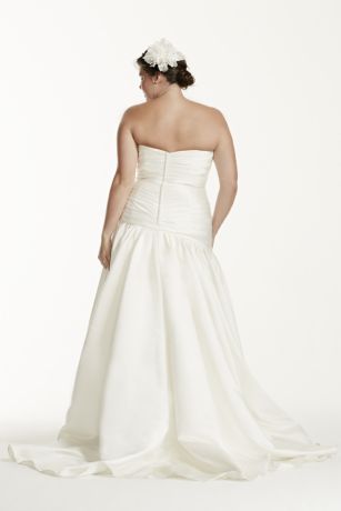 Strapless Satin A-Line Wedding Dress with Ruching | David's Bridal