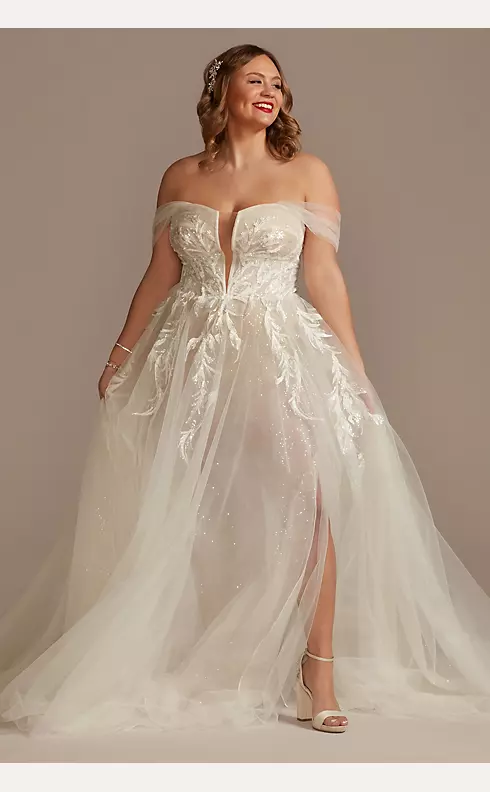 Crepe Wedding Dress with Detachable Tulle Sleeves - Style #M2476