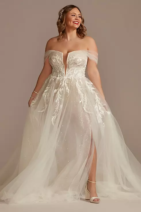 Removable Straps Tulle Wedding Dress with Slits Image 2
