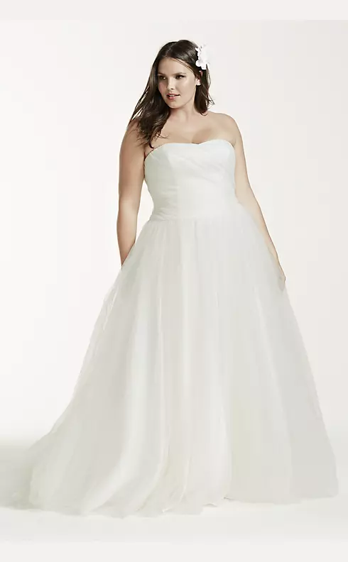Strapless Ruched Bodice Tulle Ball Gown Image 1
