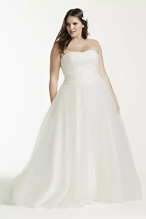Strapless Ruched Bodice Tulle Ball Gown Image 1