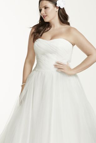 Ruched Bodice Tulle Plus Size Wedding Dress | David's Bridal