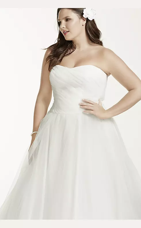Strapless Ruched Bodice Tulle Ball Gown Image 4