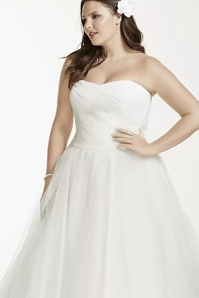 Strapless Ruched Bodice Tulle Ball Gown Image 4