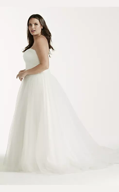 Strapless Ruched Bodice Tulle Ball Gown Image 3