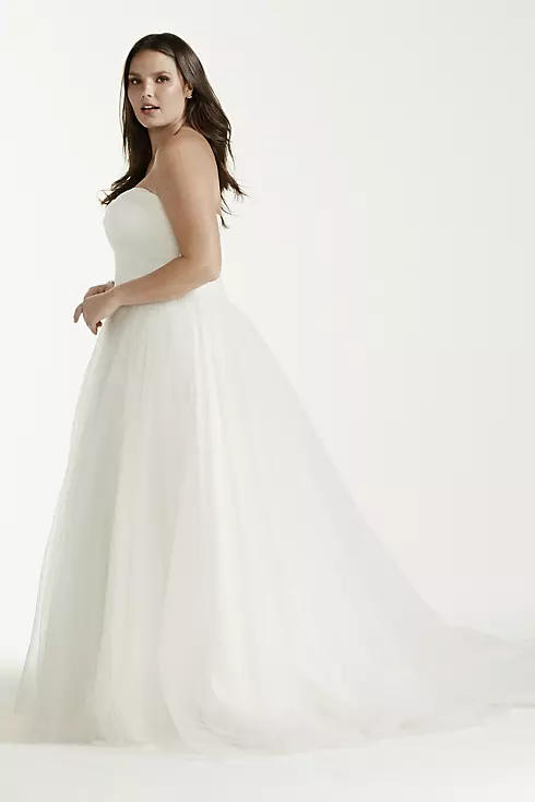 Strapless Ruched Bodice Tulle Ball Gown Image 3