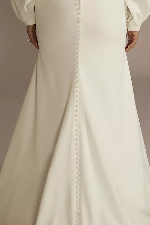 Crepe Billow Sleeve Modest Mermaid Wedding Dress Image 5