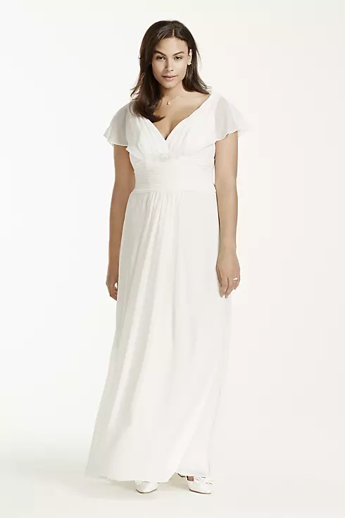 Flutter Sleeve Chiffon Plus Size Wedding Dress  Image 1