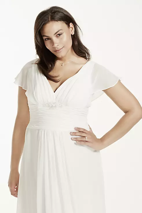 Flutter Sleeve Chiffon Plus Size Wedding Dress  Image 4