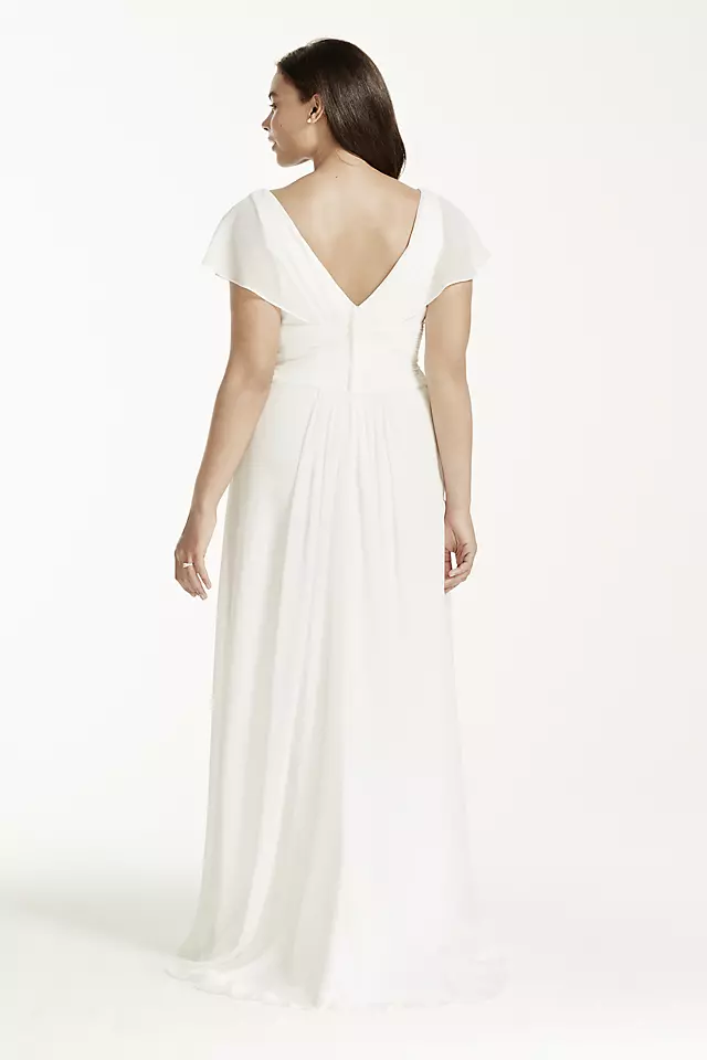 Flutter Sleeve Chiffon Plus Size Wedding Dress  Image 2