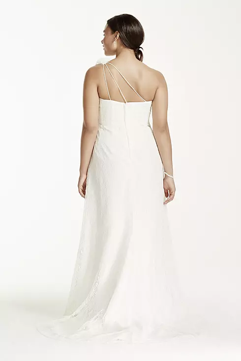 One Shoulder Sheath Lace Plus Size Wedding Dress Image 2